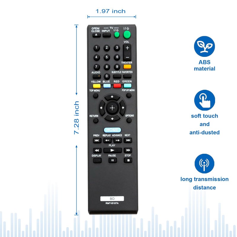 Beyution RMT-B107A Replacement Remote Control Fit for Sony Blu-Ray Disc DVD Player BDP-BX37 BDP-BX57 BDP-S270 BDP-S373 45CS BDP-S1700ES BDP-S770 BDP-S480 BDP-S490 BDP-S495 BDP-S550 BDP-S560 RMT-B108A - Image 2